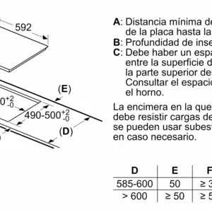 Placa Balay Inducción 60 cm 3EB865FR. Medidas.