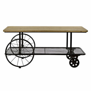 Mesa auxiliar Madera de Abeto y Metal Negro DKD Home Decor