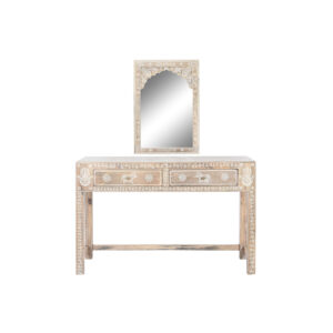 Consola Madera Natural de Mango y Espejo DKD Home Decor. Frontal.