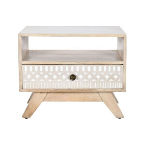 Mesita de Noche Madera de Mango DKD Home Decor. Frontal.