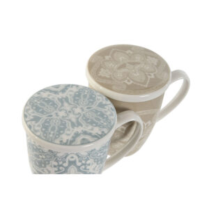 Taza con Filtro Azul Beige Home ESPRIT. Tapa.